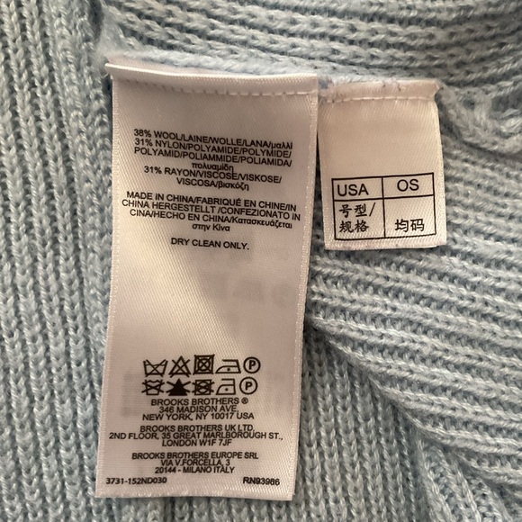 BROOKS BROTHERS Soft Cable Knit Light Blue Wool Poncho Sweater One Size - Picture 8 of 8